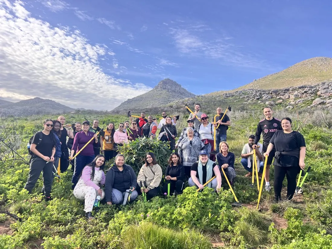 The MedX team gathered in the Silvermine mountains with clearing tools